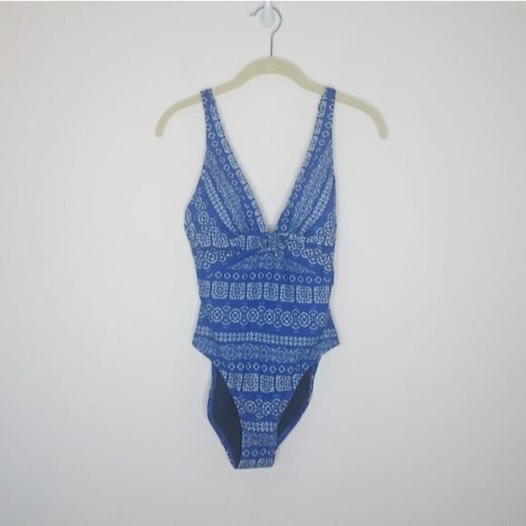 Robin Piccone Front Tie One-Piece Swimsuit Cornflower 6 NWT - Picture 7 of 13